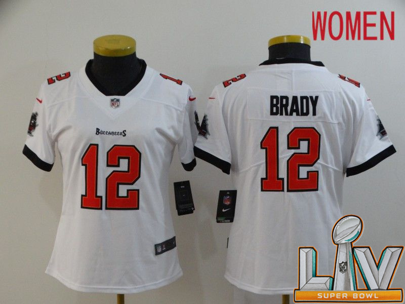 Super Bowl LV 2021 Women Tampa Bay Buccaneers #12 Brady White New Nike Limited Vapor Untouchable NFL Jerseys
